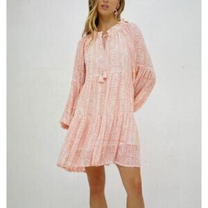 Oliphant Dress Flirty Long Balloon Sleeve Short Bali Pink Women's Size XS NWT‎